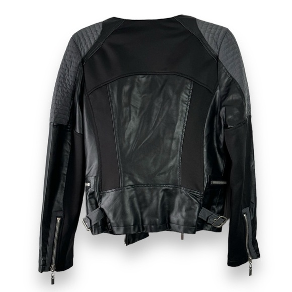 L’atelier faux leather trim motto jacket size m - Picture 2 of 4